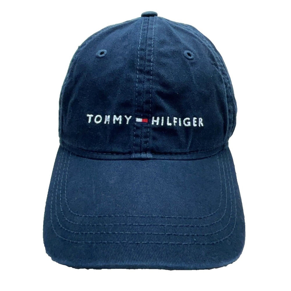 Tommy Hilfiger Hat Cap Strap Back Blue White Spell Out Dad Baseball Twill Mens‎